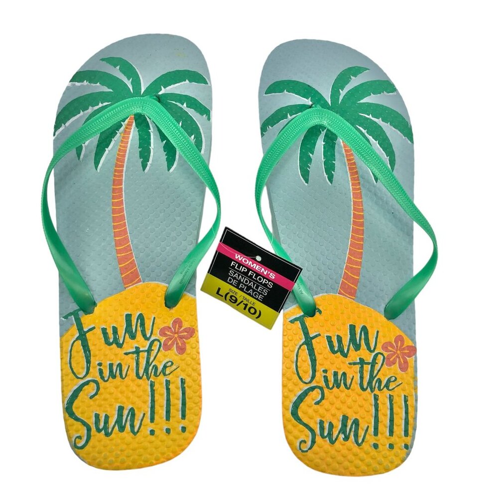 Flip Flops Fun in the Sun Large NEW womens beach pool camping casual summer